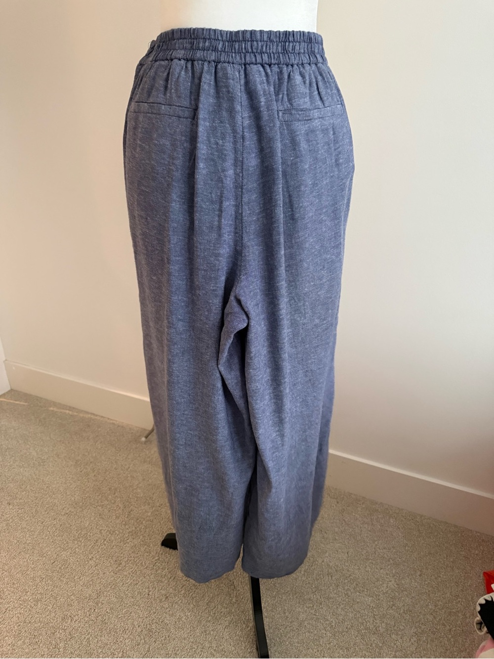 NWT Banana Republic Wide Leg Cropped Pants in Heathered Blue linen Blend - Picture 4 of 11
